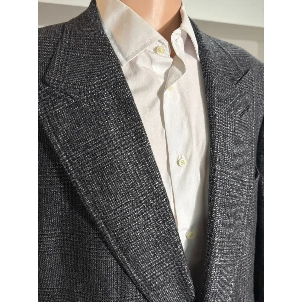 Tom Ford Shelton Peak Lapel Cashmere Prince ofWales Houndstooth Blazer 56 46R US